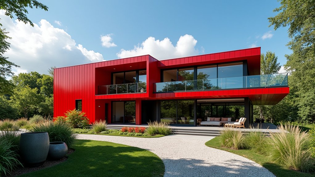 bold red metal homes