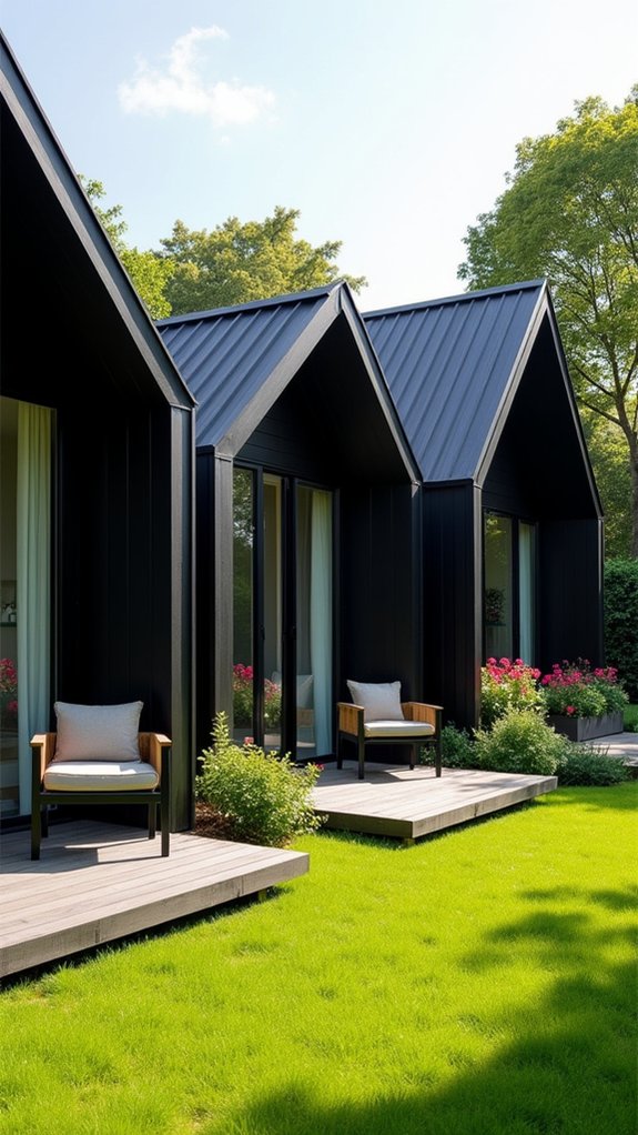 charming black cottage porches