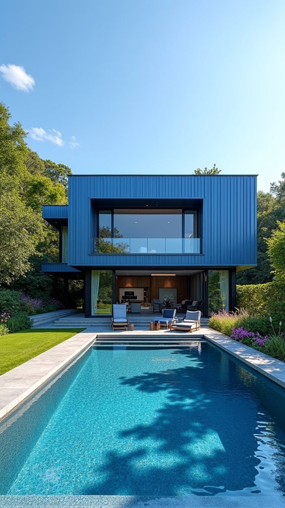 elegant blue metal villa