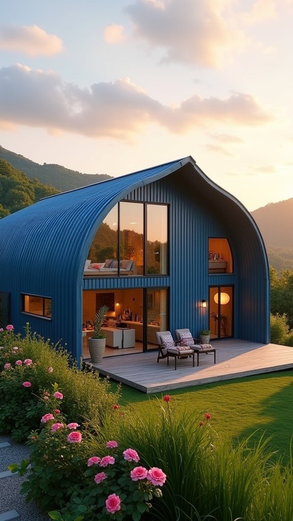 spacious blue metal home