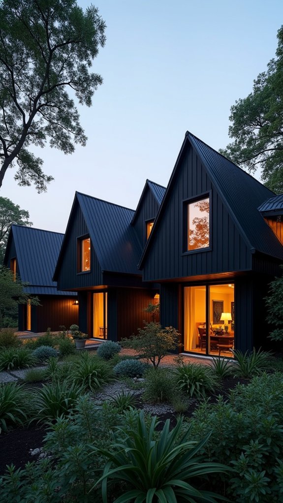 unique shaped black cottages