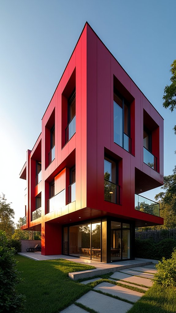 upscale red metal residence