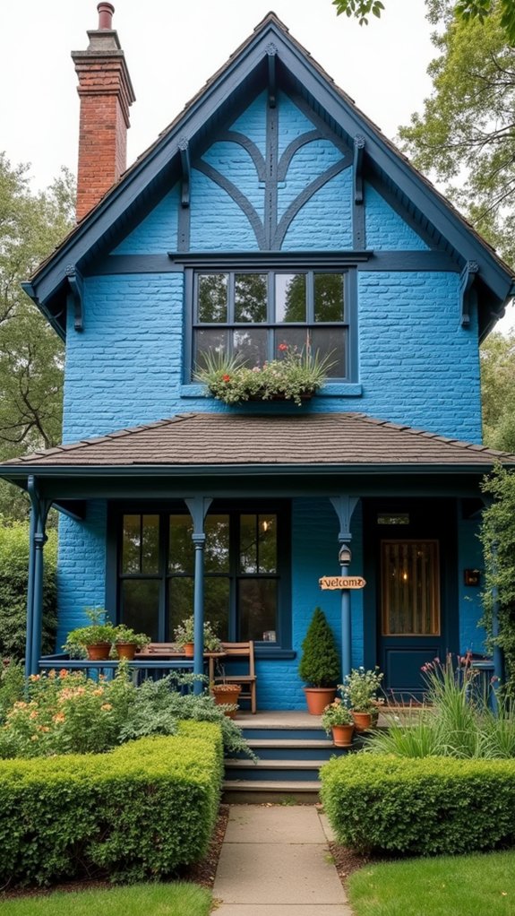 bold blue tudor exteriors