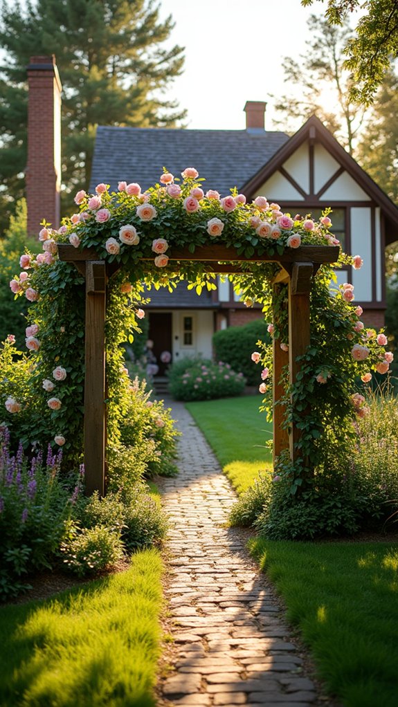 charming rose adorned arbor