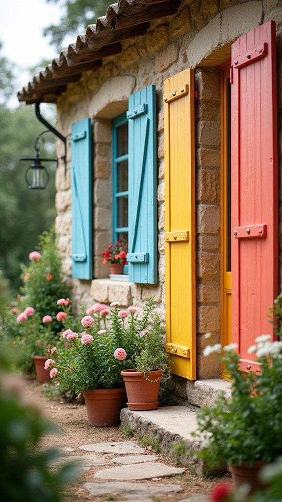 colorful shutters enhance facades