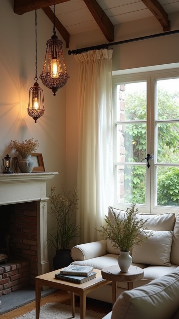 cozy rustic lantern ceiling decor