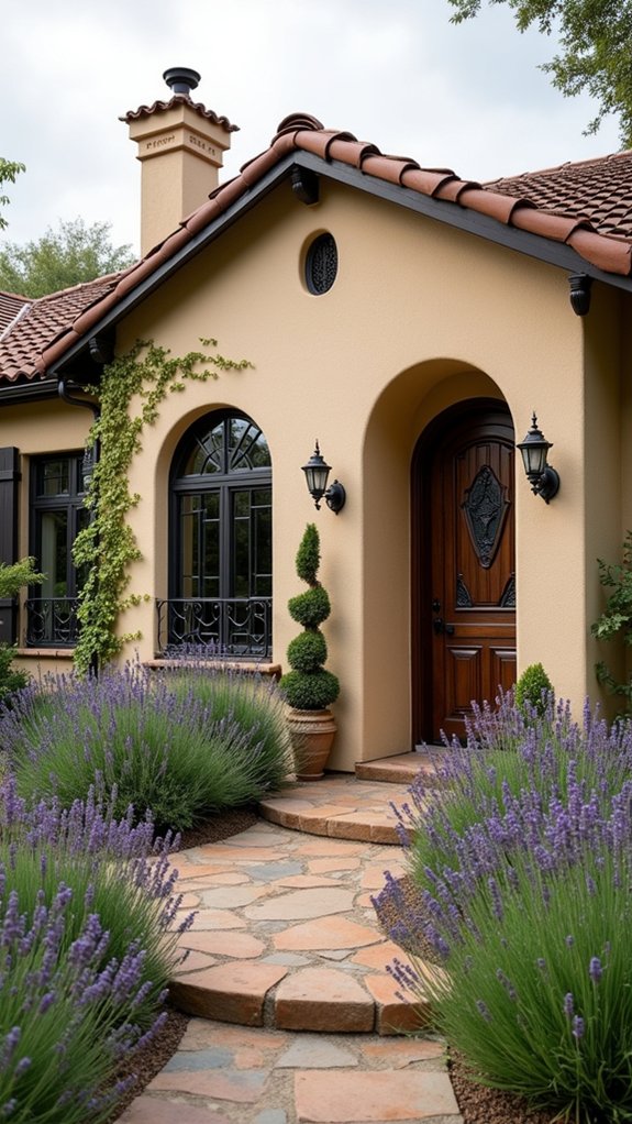 elegant stucco with iron