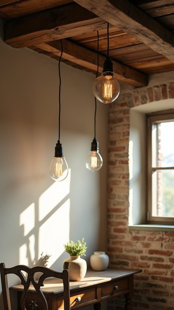 rustic charm with pendant lights