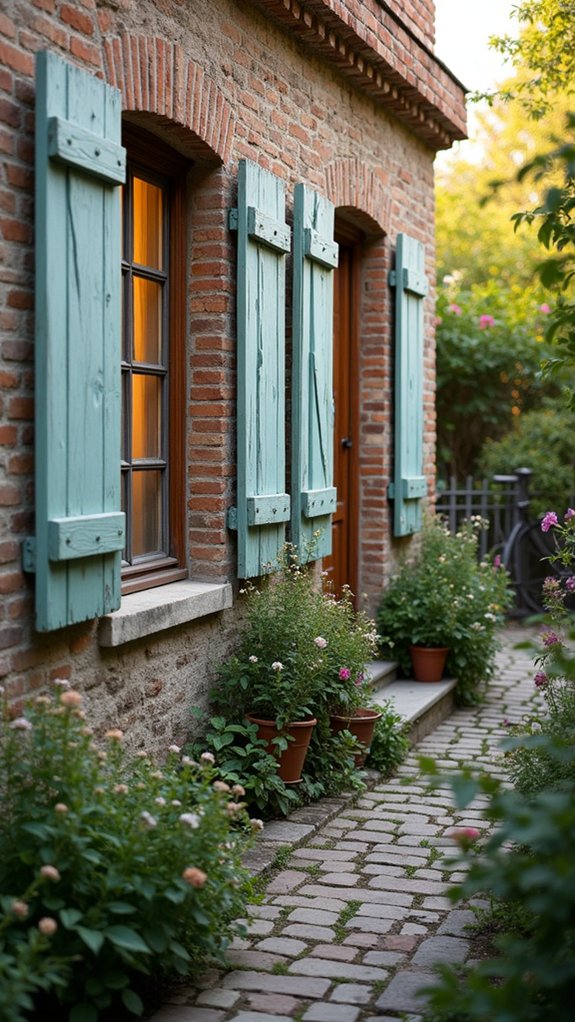rustic wooden shutters enhance charm