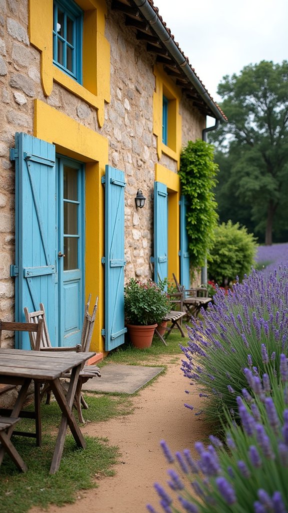 vibrant farmhouse amidst lavender