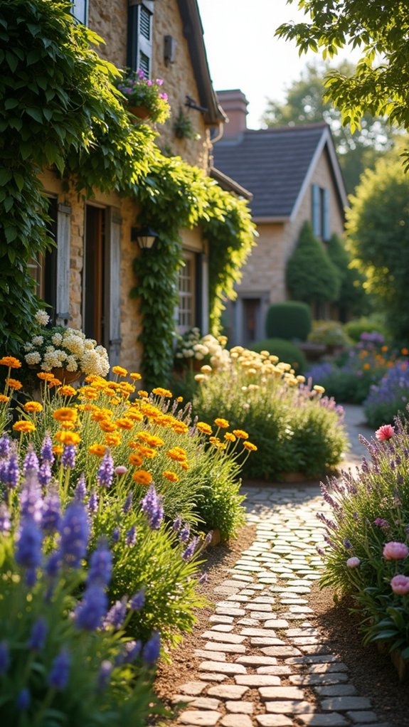 vibrant floral front yard