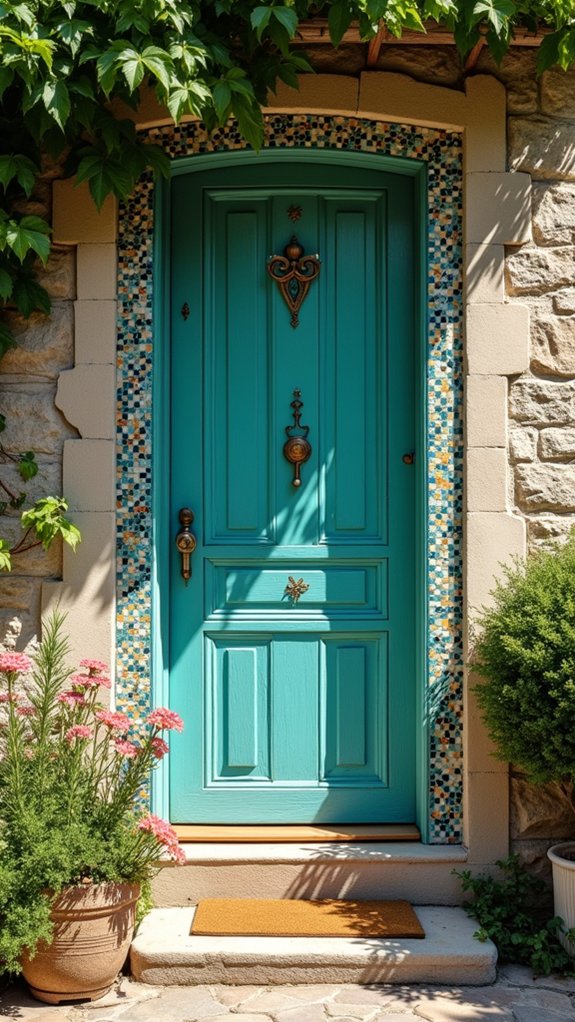 vibrant mosaic tile door