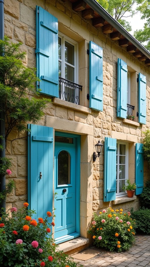 vibrant shutters charming stone