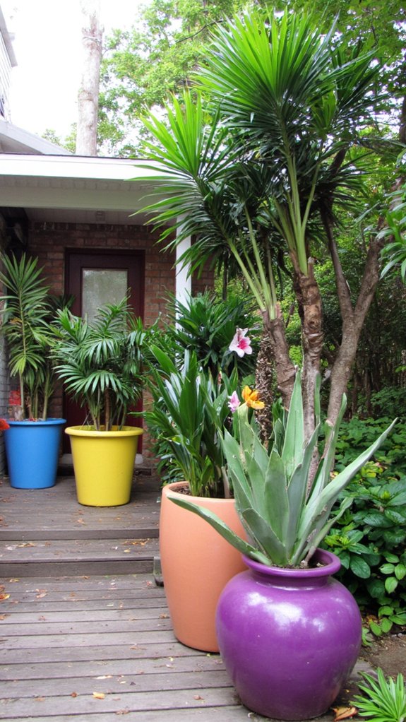 bold geometric planters enhance aesthetics