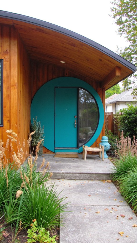 bold mid century round door