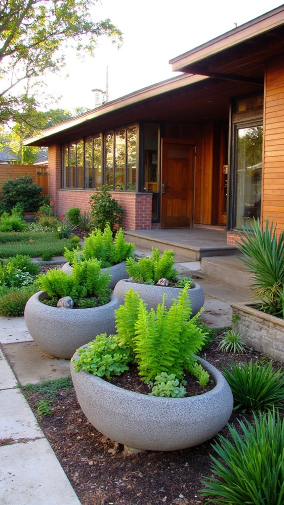 sculptural planters enhance aesthetics