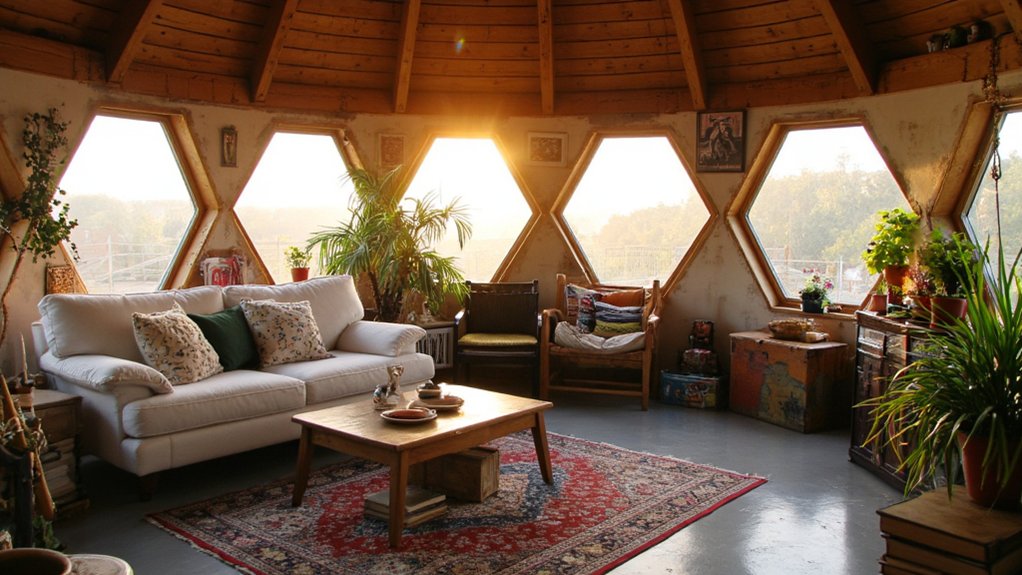cozy geodesic dome interiors