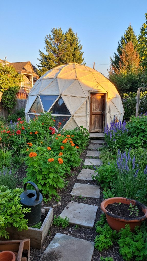 sustainable gardening through geodesic domes