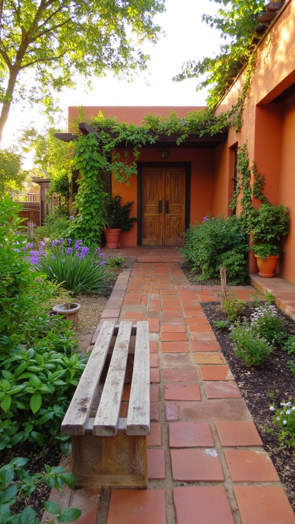 vibrant flowers and fountains