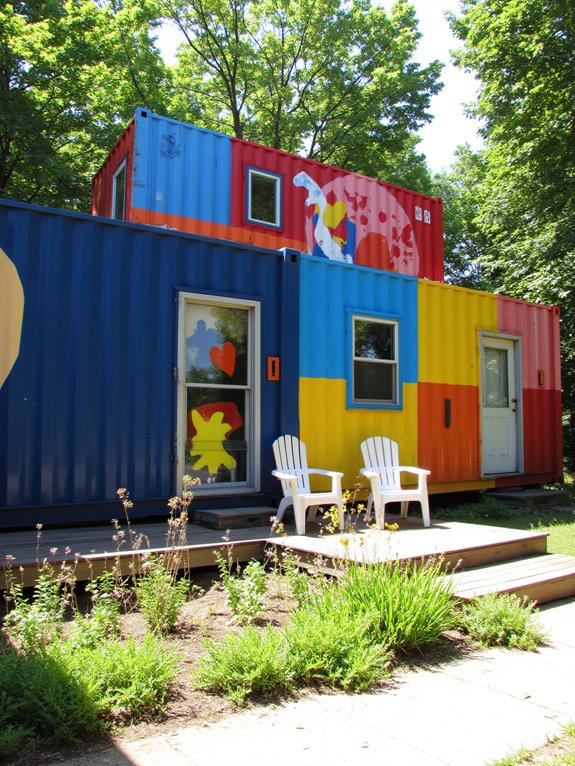 vibrant artistic container homes