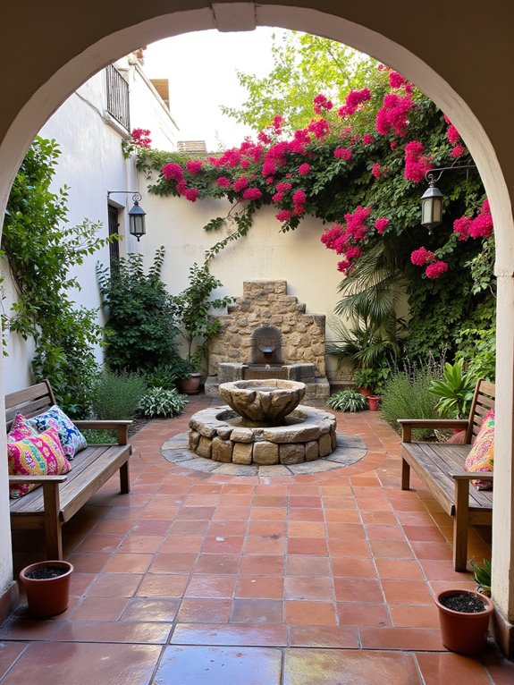 inviting lush courtyard gardens