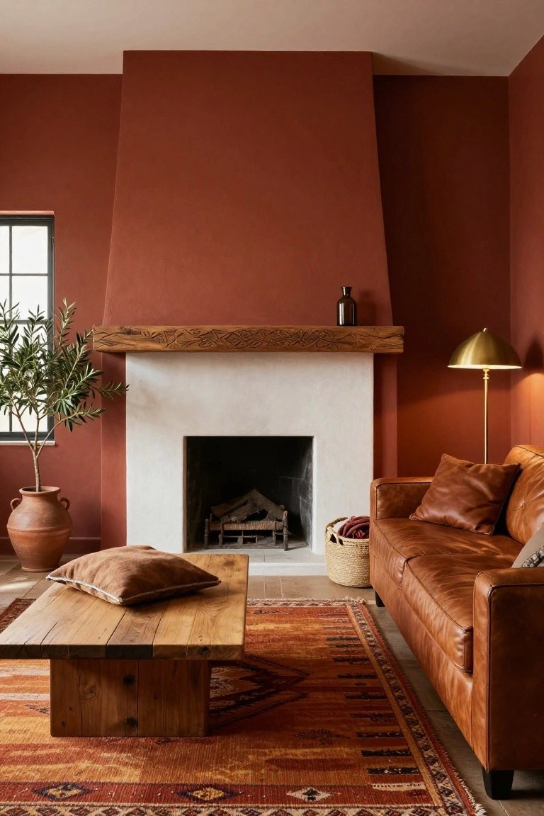 Terracotta Walls for Cozy Living Rooms