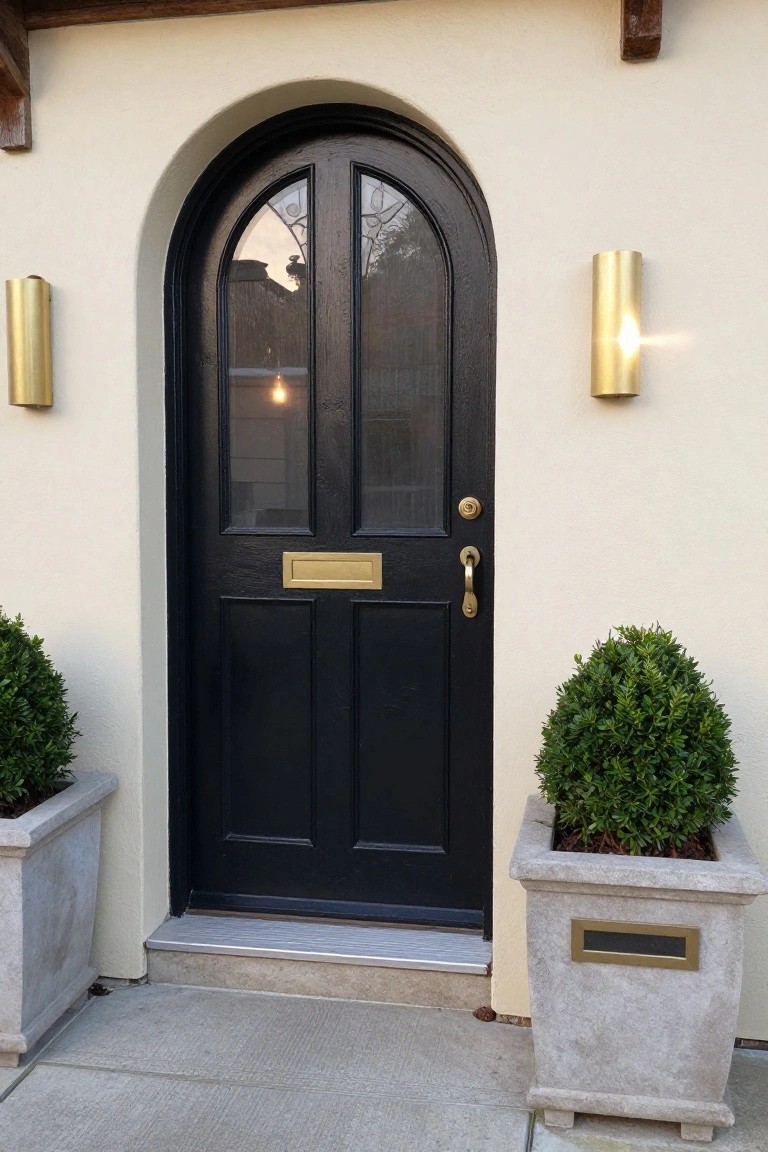 Black Arched Front Door Entry