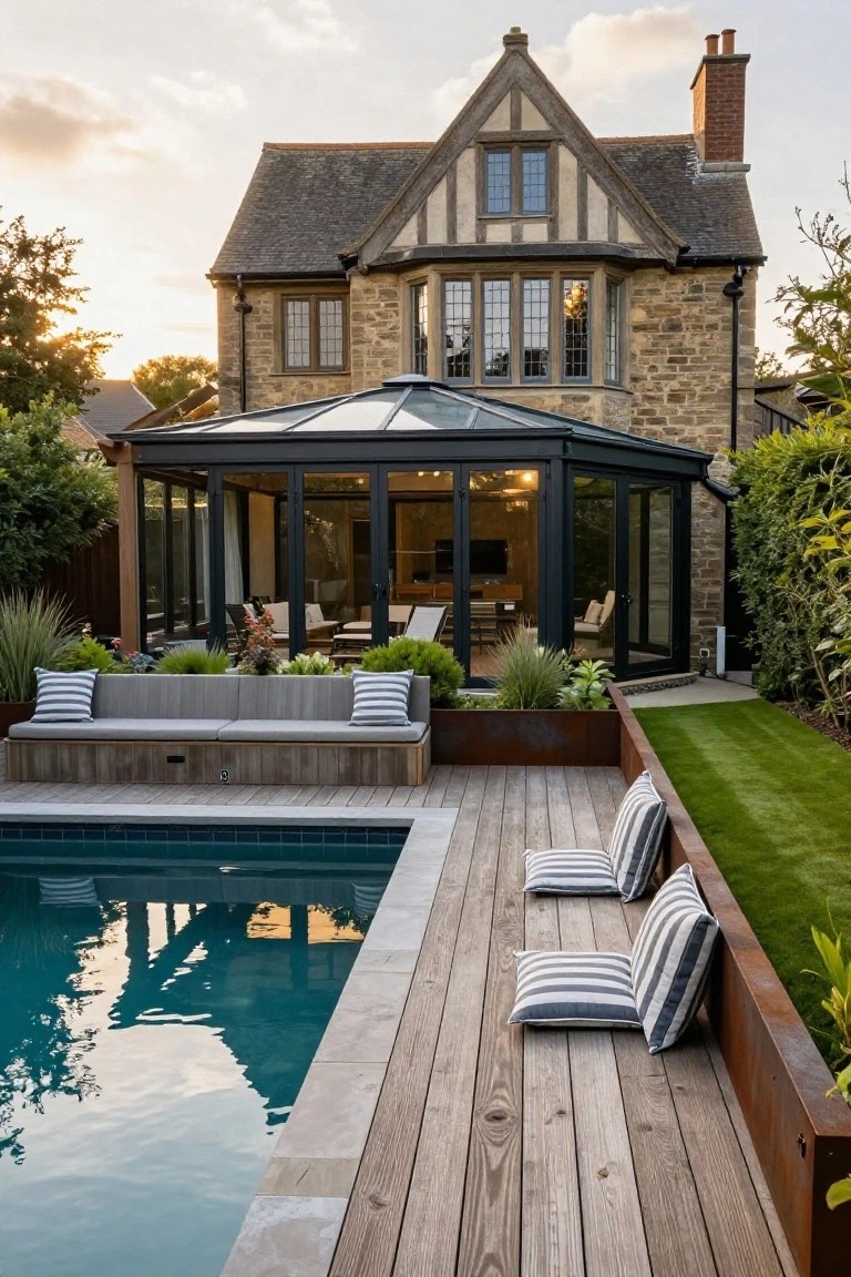 Poolside Built-In Benches