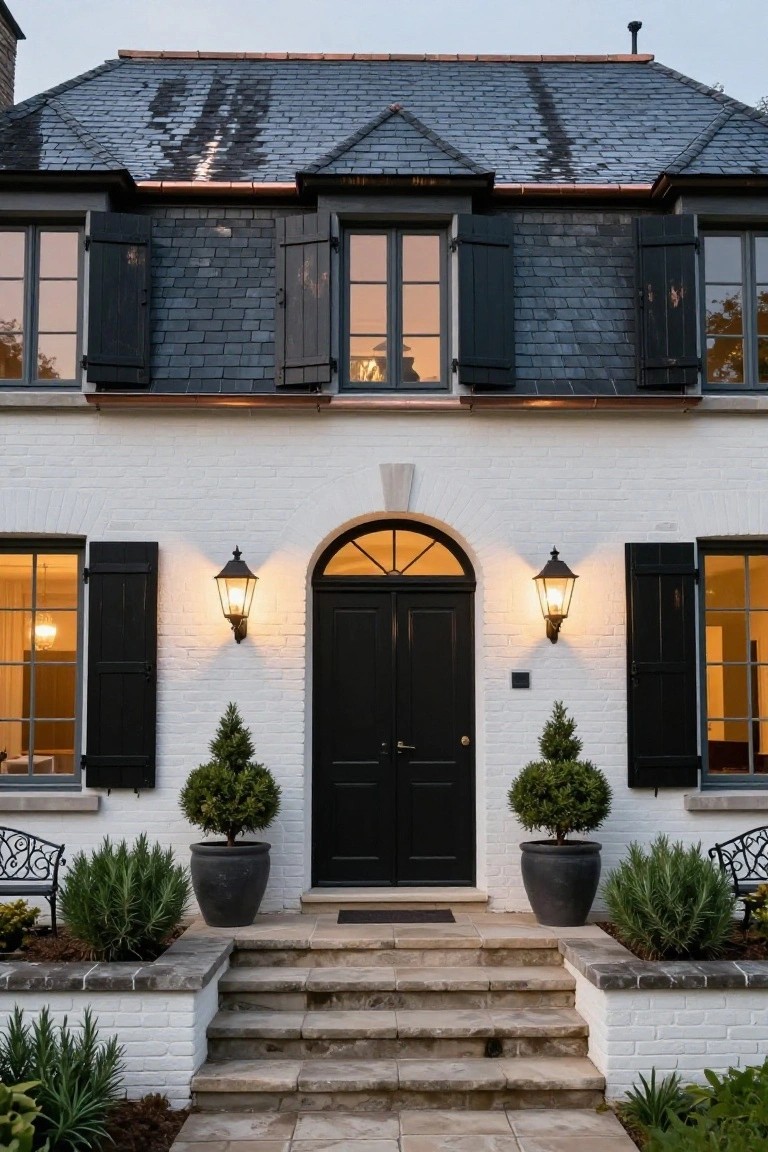 Black Double Doors Create a Strong Entry Focal Point